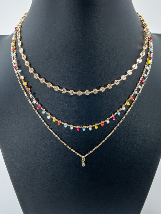 Capwell+Co/Kenilworth Creations Inc Women Multi Color 3 Chain Boho Necklace