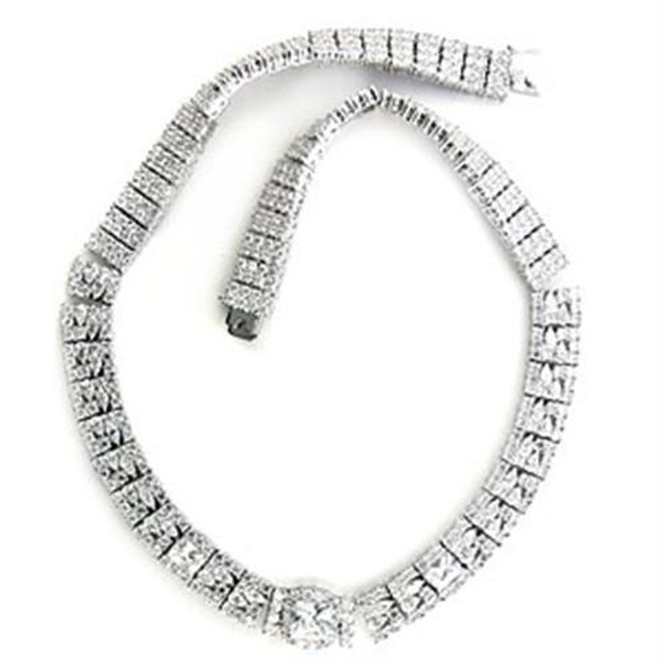 Women Brass AAA Grade CZ Necklace, (almd-7X410)