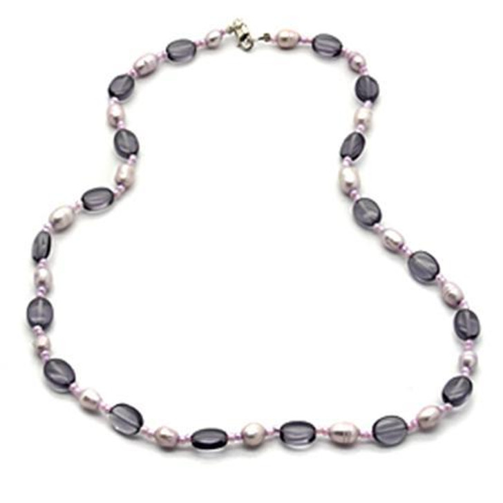 Women 925 Sterling Silver Synthetic Glass Necklace, (almd-LOS066)
