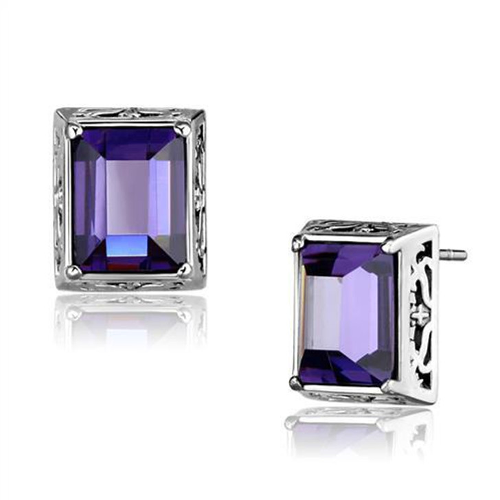 Women Stainless Steel AAA Grade CZ Earrings, (almd-TK2636)