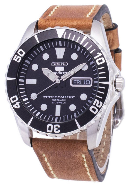 Seiko 5 Sports SNZF17K1-LS17 Automatic Brown Leather Strap Men's Watch