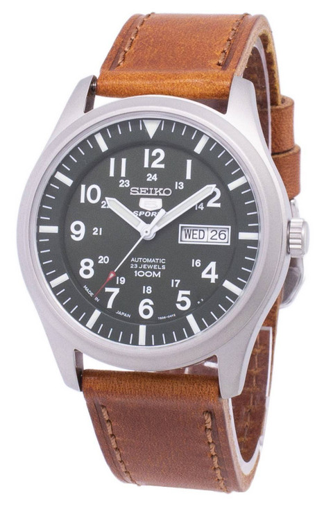 Seiko 5 Sports Automatic Japan Made Brown Leather SNZG09J1-VAR-LS9