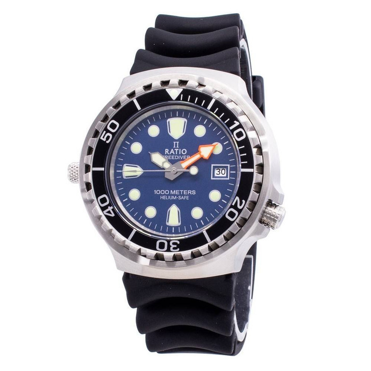 Ratio Free Diver Helium Safe 1000M Sapphire Quartz 1038EF102V-BLU Men's Watch