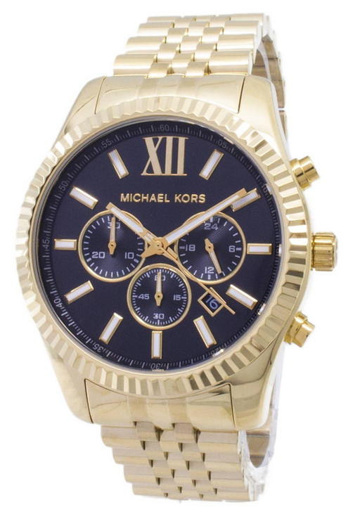 Michael Kors Lexington Chronograph Black Dial Gold-tone MK8286