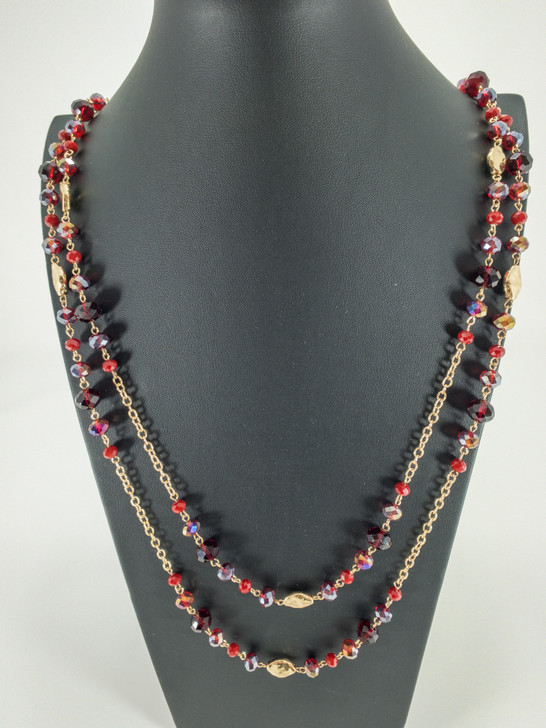 Style & Co Women Red Stone Long Statement Necklace