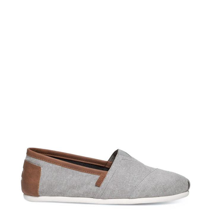 TOMS Classic Frost Grey Chambray / Synthetic Leather Trim Mens Slip-on, Grey (16573238-P)