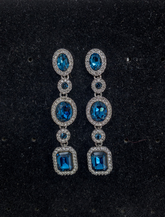 Givenchy Women Blue Crystals Drop Earrings (13573548-P)