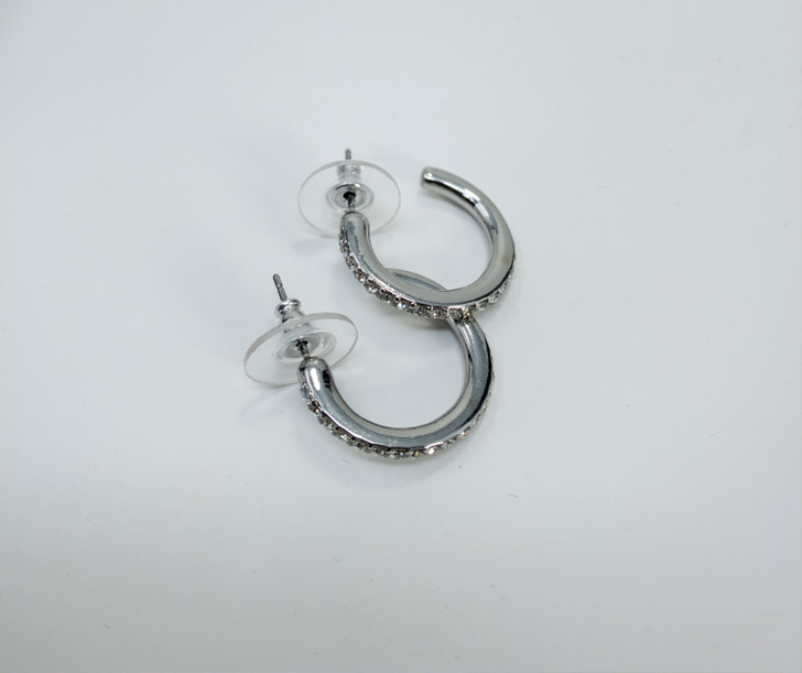 International Concepts Women Crystal Silver Tone Hoop Earrings (12064336-P)