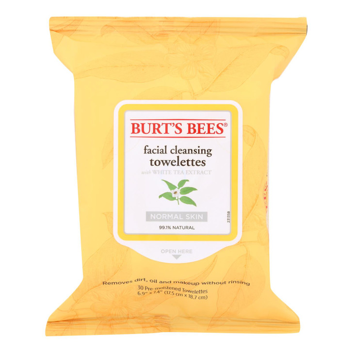 Burts Bees - Face Towelette - White Tea - Case of 3 - 30 count