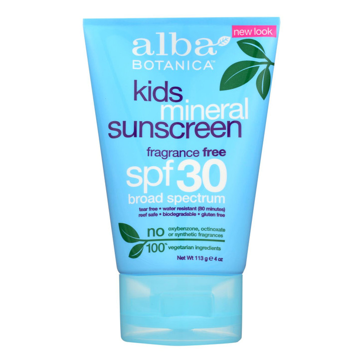 Alba Botanica - Very Emollient Natural Sun Block Mineral Protection Kids SPF 30 - 4 oz