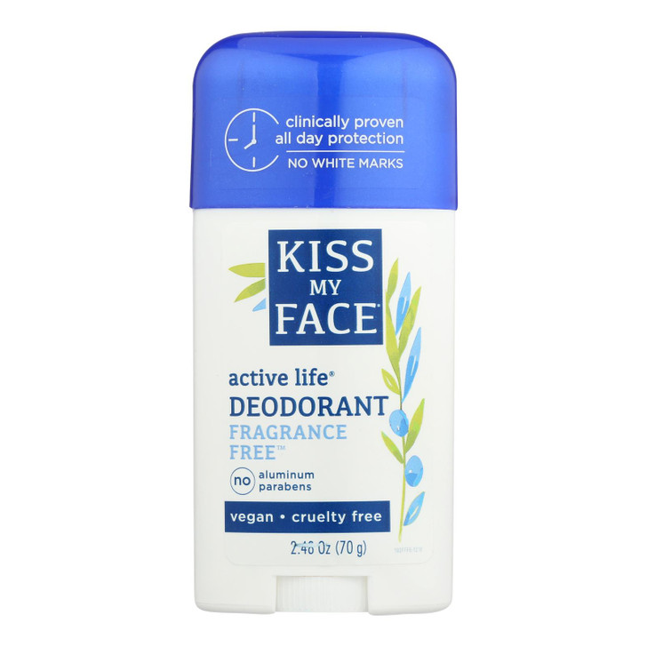 Kiss My Face Deodorant Natural Active Life Fragrance Free Natural Active Life Aluminum Free - 2.48 oz