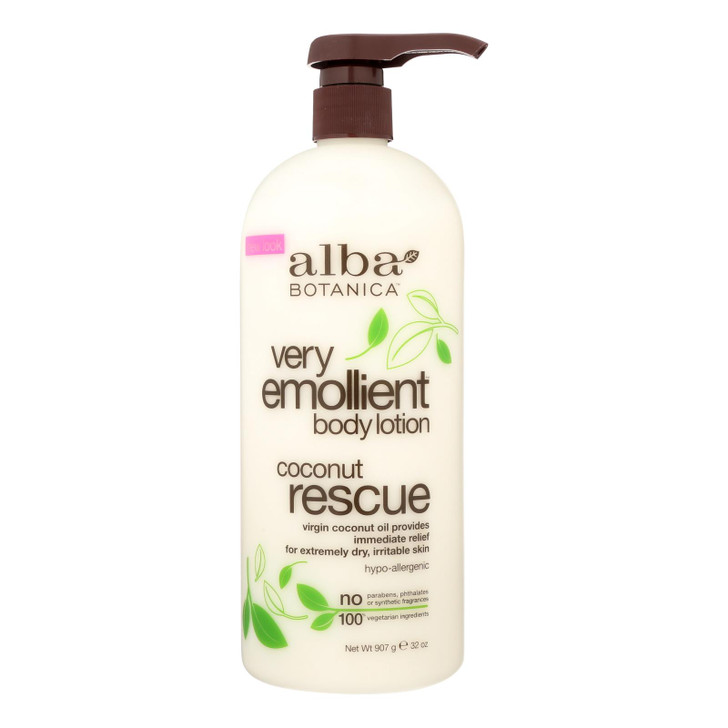 Alba Botanica - Body Lotion - Very Emollient - Coconut Rescue - 32 oz