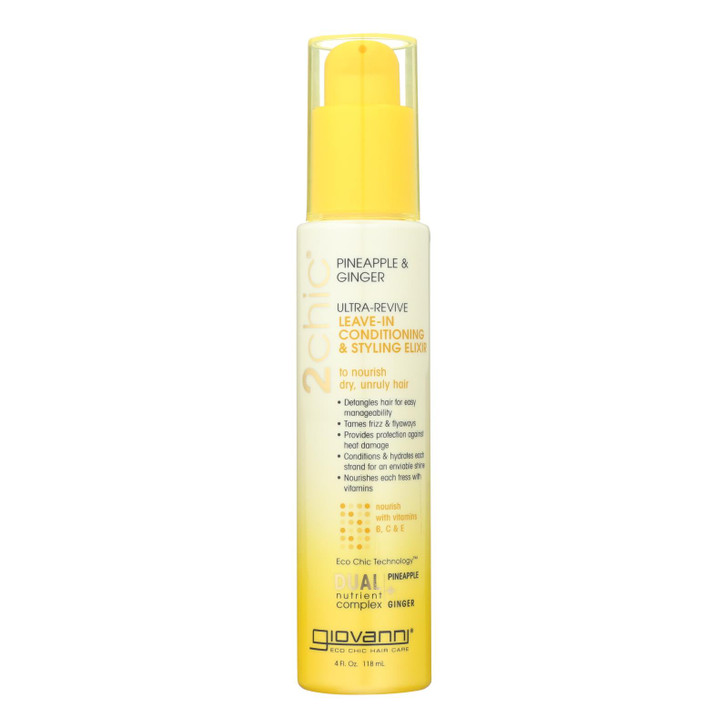 Giovanni Hair Care Products Conditioner - Pineapple and Ginger - Case of 1 - 4 fl oz.