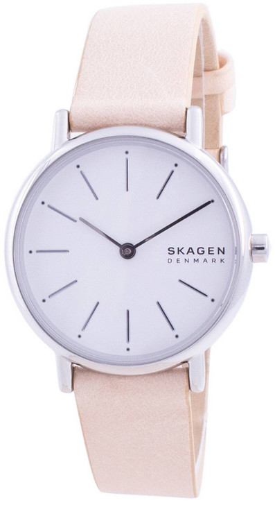 Skagen Signatur White Dial Pink Leather Strap Quartz SKW2839 Women's Watch