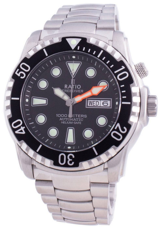 Ratio FreeDiver Helium-Safe 1000M Sapphire Automatic 1068HA96-34VA-BLK Men's Watch