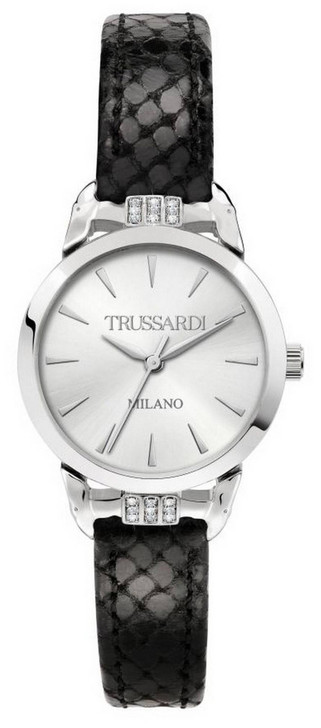 Trussardi T-Original Silver Dial Leather Strap Quartz R2451142501 Women's Watch