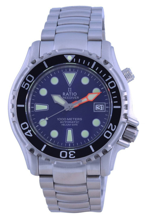 Ratio FreeDiver Helium Safe 1000M Blue Dial Stainless Steel Automatic 1066KE26-33VA-BLU Men's Watch