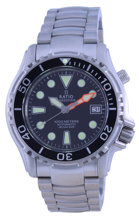 Ratio FreeDiver Helium Safe 1000M Black Dial Stainless Steel Automatic 1066KE26-33VA-BLK Men's Watch