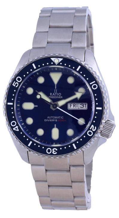 Ratio FreeDiver Blue Dial Sapphire Crystal Stainless Steel Automatic RTA102 200M Men's Watch