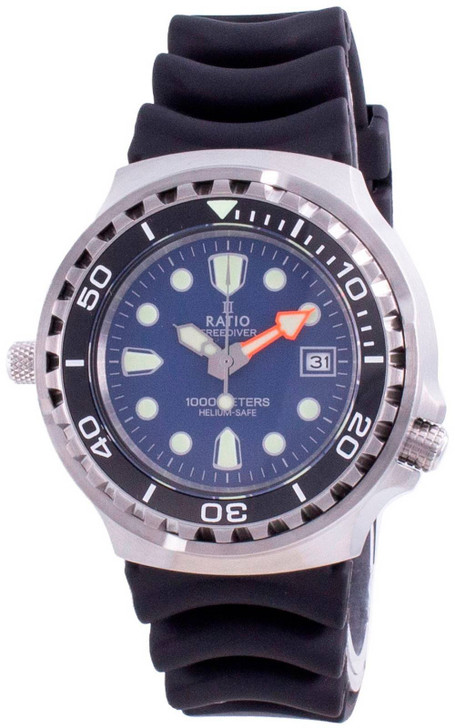 Ratio 2nd Generation Free Diver Helium-Safe Quartz 1038EF102V-BLU-V02 1000M Men's Watch