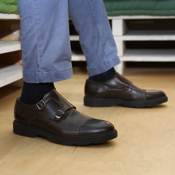 Duca di Morrone Men Leather Flat shoes, Brown (121134)