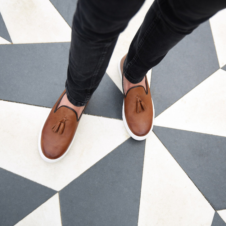 Duca di Morrone Men Leather Moccasins, Brown (118765)