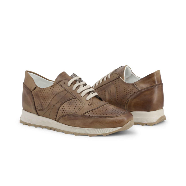 Duca di Morrone Men Leather Sneakers, Brown (109581)