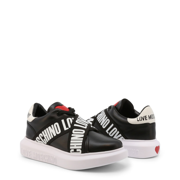 Love Moschino Women Leather Sneakers, Black (129350)