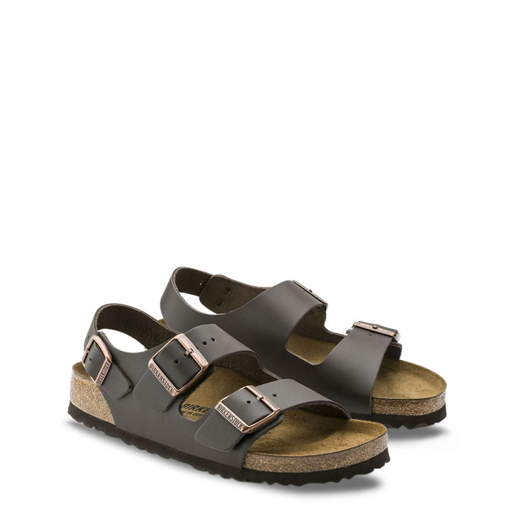 Birkenstock Unisex Leather Flip Flops, Brown (136142)