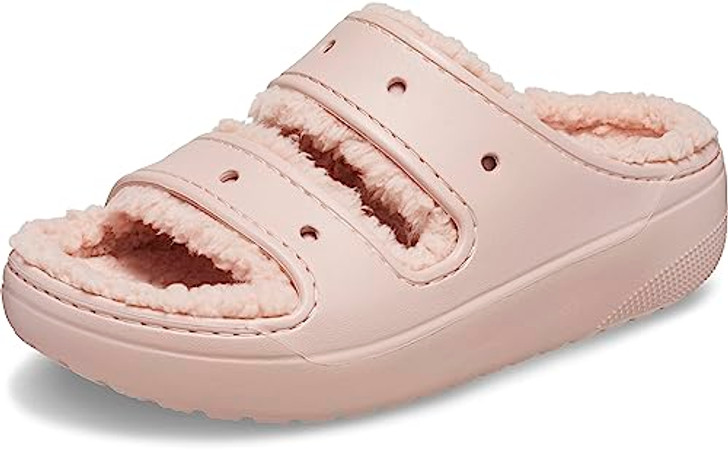 Crocs Unisex Classic Cozzzy Sandals, Fuzzy Slippers and Slides, Pink Clay, 8 Women/6 Men