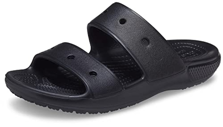 Crocs Unisex Classic Two-Strap Slide Sandals, Black,10 Women/8 Men