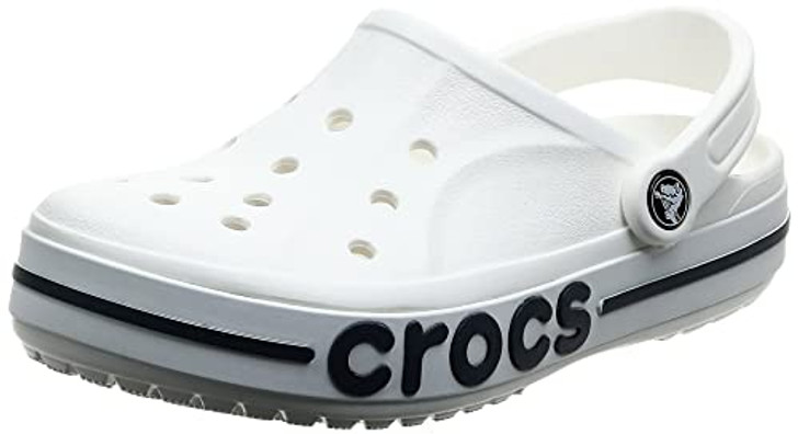 Crocs Unisex-Adult Bayaband Clogs, White/Navy, 7 Men/9 Women