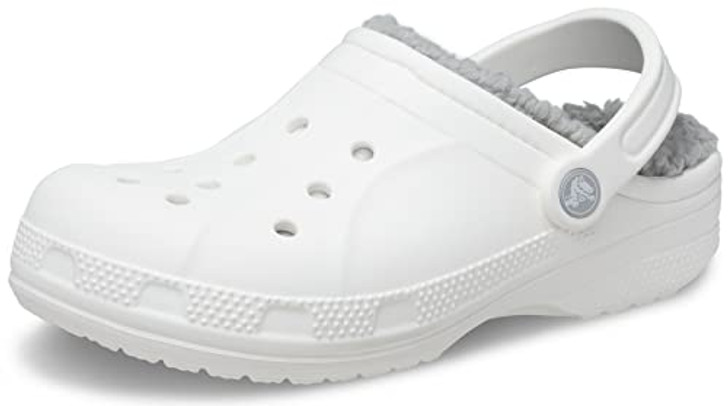 Crocs Unisex-Adult Ralen Lined Clogs | Fuzzy Slippers, White/Light Grey, 13 Women / 11 Men
