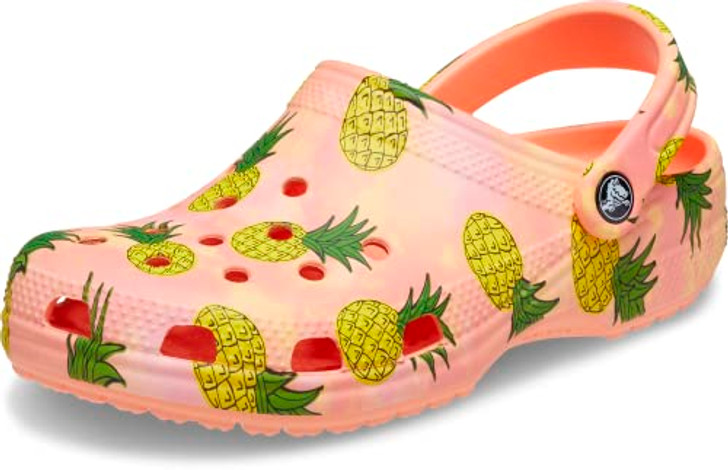 Crocs Unisex Classic Seasonal Print Clogs, Papaya/Multi, 8 Women/6 Men