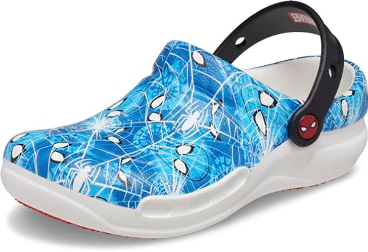 Crocs Unisex Bistro Graphic Clogs, Slip Resistant Work Shoes, Spiderman, 11 Women/9 Men