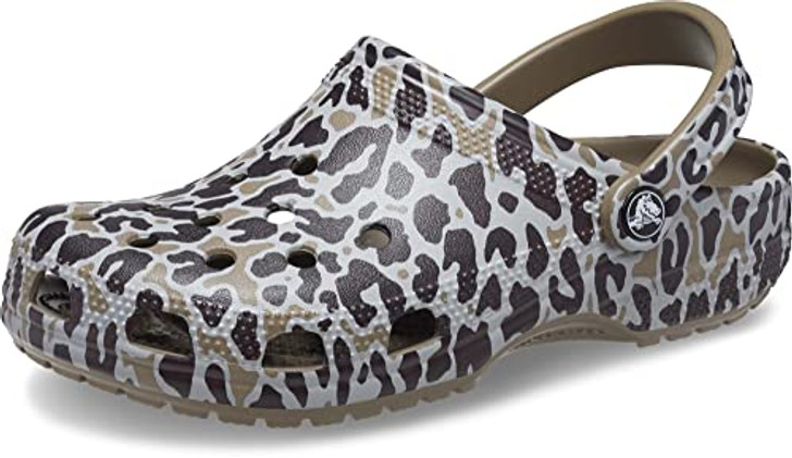 Crocs Unisex Animal Print Clogs, Zebra Shoes, Khaki/Leopard, 10 Women/8 Men