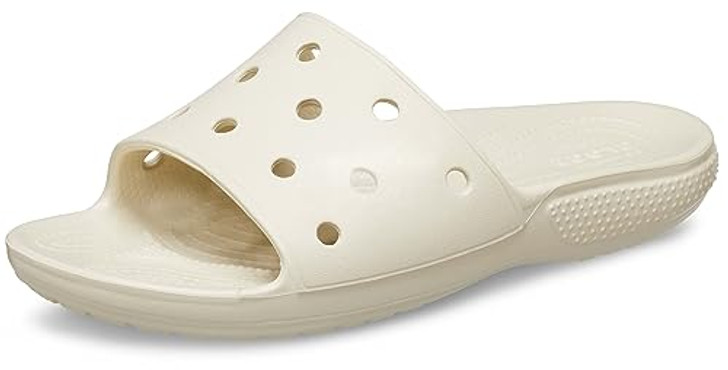 Crocs Unisex Classic Slide Sandals, Bone, 5 Men/7 Women