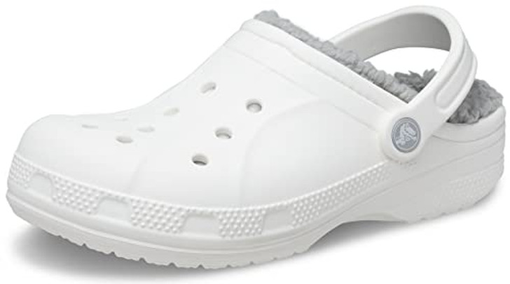 Crocs Unisex-Adult Ralen Lined Clogs | Fuzzy Slippers, White/Light Grey, 12 Women / 10 Men