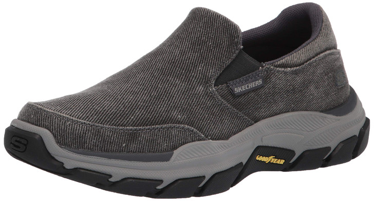Skechers Men's Respected-Fallston Canvas Slip On, Charcoal, 9.5