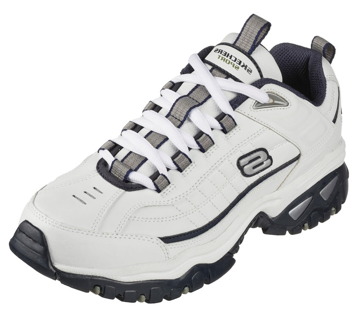 Skechers Men's Energy Afterburn Lace-Up Sneaker, White/Navy, 9.5