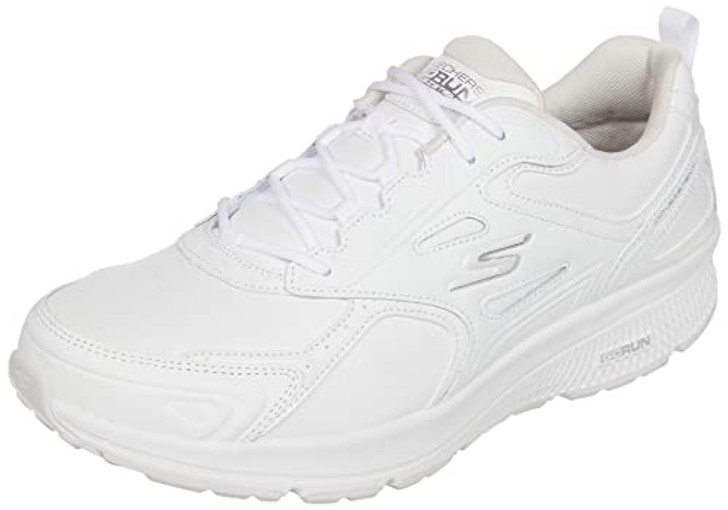 Skechers Men's Go Run Consistent-Leather Cross-Training Tennis Shoe Sneaker with Air Cooled Foam, White, 8.5 X-Wide