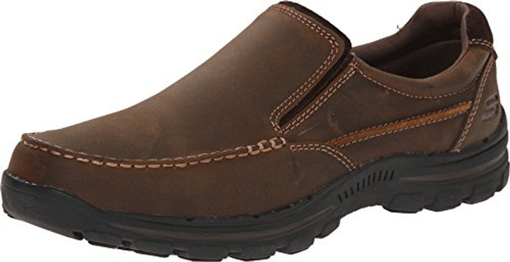 Skechers Men's Braver-Rayland Slip-On Loafer, Dark Brown Leather, 10 M US