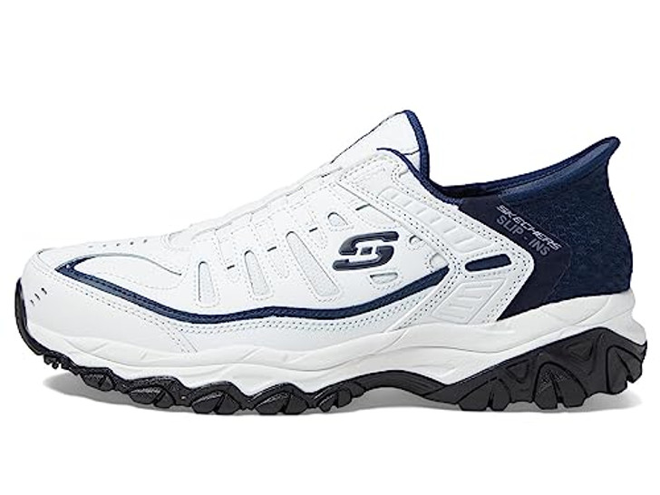Skechers Men's Afterburn M. Fit Grill Captain Loafer, White/Navy, 13 X-Wide