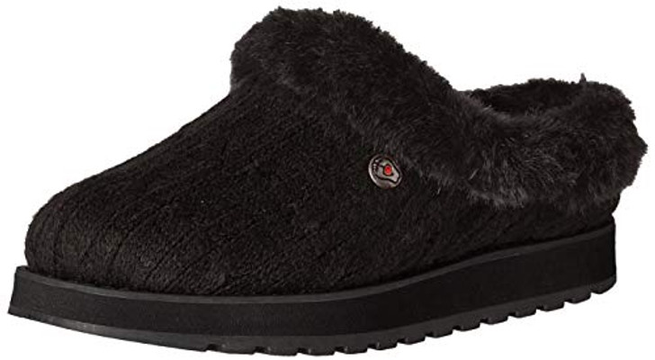 Skechers BOBS Women's Keepsakes Ice Angel Slipper, Black/Black, 11 W US