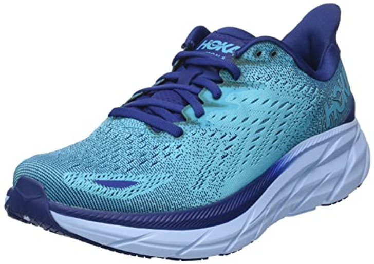 HOKA Mens Clifton 8 Textile Bellwether Blue Scuba Blue Trainers 11 US