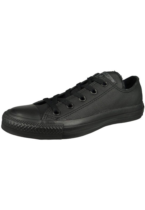 Converse Unisex-Adult Chuck Taylor All Star Leather Low Top Sneaker, Black Monochrome, 11 Men/13 Women