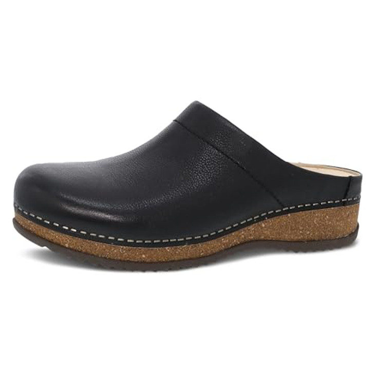 Dansko Mariella Slip-on Mule Clog - Dual-Density Cork/EVA Midsole and Lightweight Rubber Outsole Provide Durable and Comfortable Ride on Patented Stapled Construction Black 9.5-10 M US