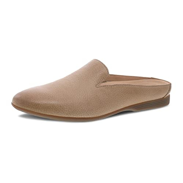 Dansko Lexie Slip-On Mules for Women Comfortable Flat Shoes with Arch Support Versatile Casual to Dressy Footwear Lightweight Rubber Outsole Taupe Milled 8.5-9 M US