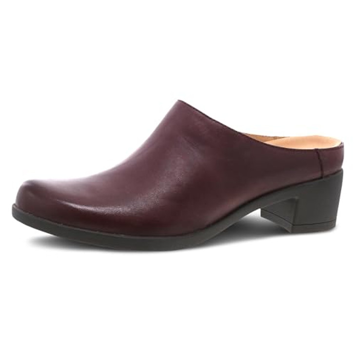Dansko Carrie Slip-On Mule for Women - Premium Leather and Rubber Outsole for Long-Lasting Wear Natural Arch and Memory Foam Footbed for Added Support Wine 8.5-9 M US