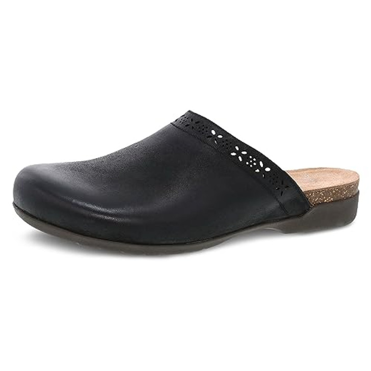 Dansko Robbie Mule for Women - Memory Foam and Cork Footbed for Comfort and Arch Support Versatile Casual to Dressy Footwear Black 10.5-11 M US